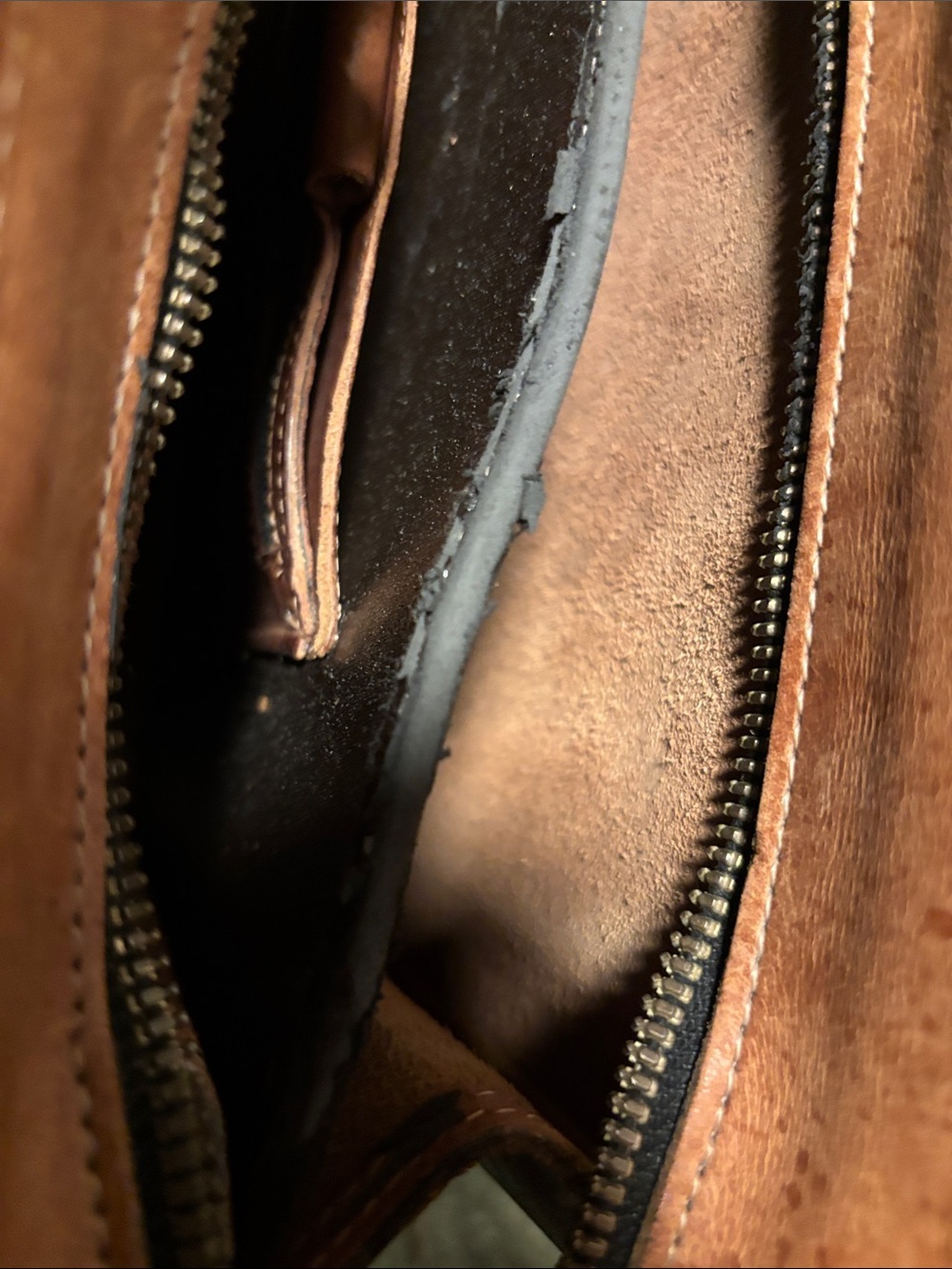 Men's Tan Leather Briefcase with Top Handle - Picture 15 of 16